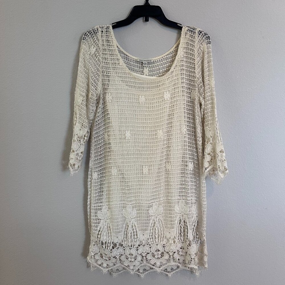 American Eagle Cotton Boho Crochet Dress with Slip (M) - Picture 2 of 4
